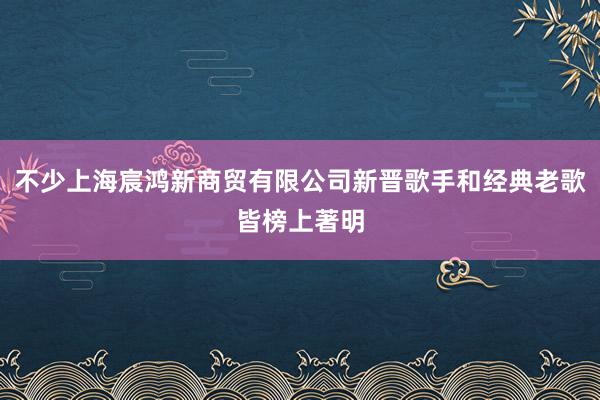 不少上海宸鸿新商贸有限公司新晋歌手和经典老歌皆榜上著明